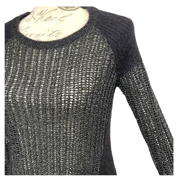 Eileen Fisher The Fisher Project Mohair Alpaca Blend Open Knit Sweater Gothic - Picture 4 of 8